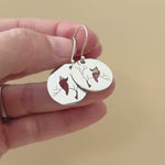 Owl Earrings dangle silver handmade witchy jewelry unique dangling spooky gothic earrings gift for nature and bird lovers, mom, sister, bff