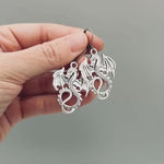 Silver Dragon Earrings dangle handmade Fantasy whimsigoth jewelry stainless steel grunge gothic statement earrings witchy gift for women