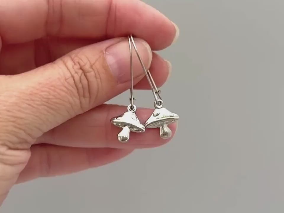 Boho Mushroom Earrings dangle gold