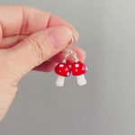 Mushroom Earrings dangle silver, gold handmade Cottagecore Jewelry unique fairycore earrings gift for gardener nature plant lover sister bff