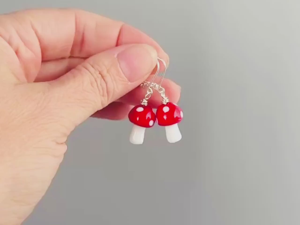 Mushroom Earrings dangle silver, gold handmade Cottagecore Jewelry unique fairycore earrings gift for gardener nature plant lover sister bff