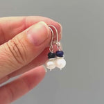 Pearl and Blue Sapphire Earrings