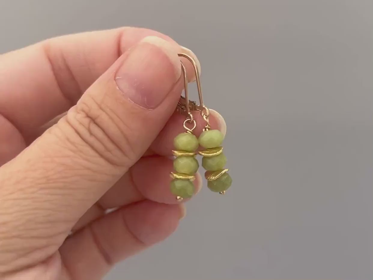 Jade Earrings dangle, Rose Gold gold, sterling silver, 14k Gold