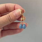 Owyhee Blue Opal earrings dangle with crystals Gold, Rose Gold, Sterling silver