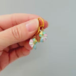 Pastel Nautilus Shell Earrings Gold Huggie Hoop dangle handmade ocean lover gift nature inspired coastal nautical beachy summer jewelry