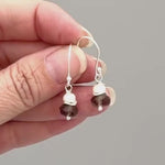 Smoky Quartz Freshwater Pearl Earrings dangle Sterling Silver gold dangly handmade gemstone  handmade jewelry gift for wife, mom, daughter