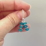 Dainty Blue Apatite gemstone earrings dangle, Sterling Silver