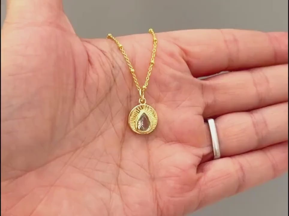 Gold Sunburst Crystal Necklace