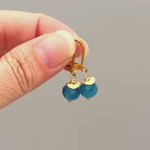 Dainty Blue Apatite Earrings Dangle 14k Gold, Sterling Silver rose gold modern lightweight everyday handmade gemstone jewelry gift for mom