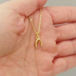 Tiny Gold Wishbone Necklace, Lucky Charm Necklace, Dainty Minimalist Gold Jewelry, Good Luck Gift for women, Delicate Layering Necklace