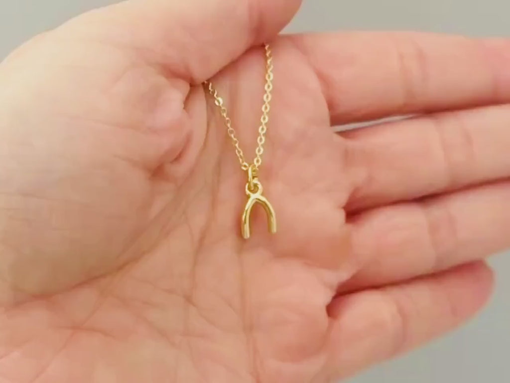 Tiny Gold Wishbone Necklace, Lucky Charm Necklace, Dainty Minimalist Gold Jewelry, Good Luck Gift for women, Delicate Layering Necklace