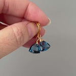 Dainty London Blue Earrings dangly sterling silver 14k gold boho dangle Topaz Quartz gemstone handmade jewelry for women November Birthstone