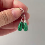 Malachite Earrings Dangle Sterling Silver Leverback