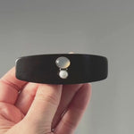 Sterling Silver Ebony Chalcedony and Pearl Gemstone Barrette