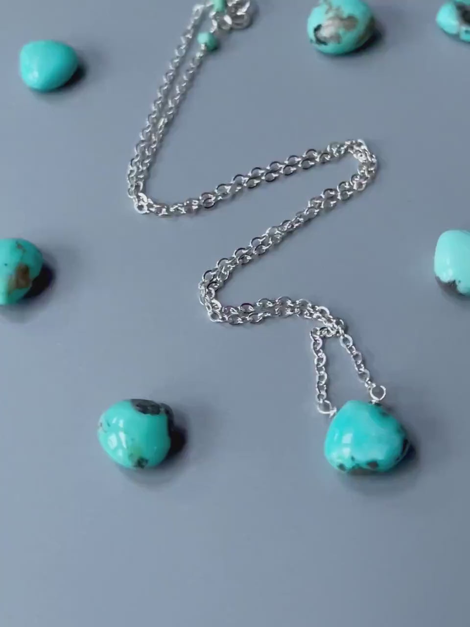 Turquoise Necklace, Sterling Silver Blue Gemstone Pendant Handmade Turquoise Jewelry Minimalist necklace for woman