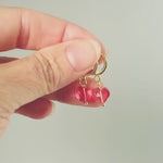 Dainty Pink Tourmaline Heart Earrings Gold Huggie Hoops Dangle charms Silver, Rose Gold romantic birthday gift girlfriend wife sister mom