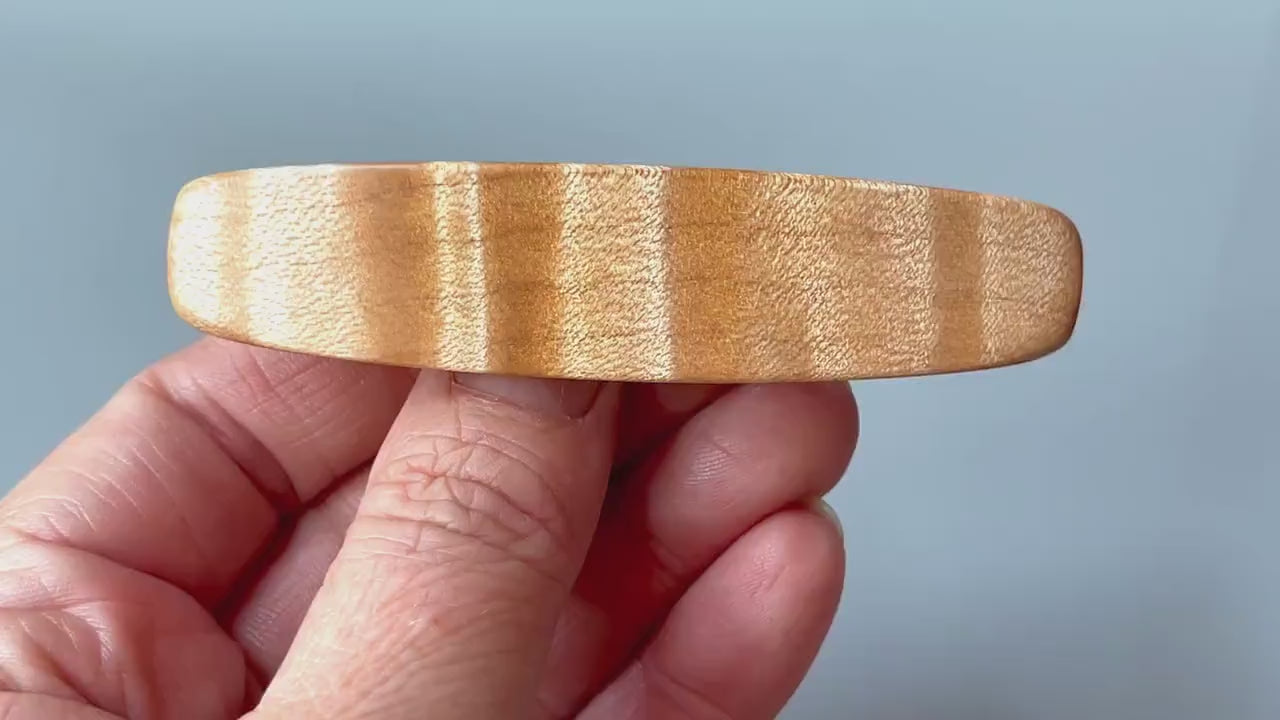 Medium Curly Maple Wooden Barrette, Fine Hair barrette