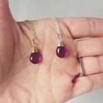 Dainty Silver Amethyst Necklace Smooth Briolette Purple Gemstone Pendant Sterling Silver or 14k Gold Fill February Birthstone Jewelry gift
