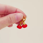 Tomato Earrings gold hoops dangle handmade cute red Fruit Jewelry unique dangling vegetable food earrings gift for foodie, chef, sister, mom