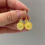 Rose Gold Sunflower Earrings dangle
