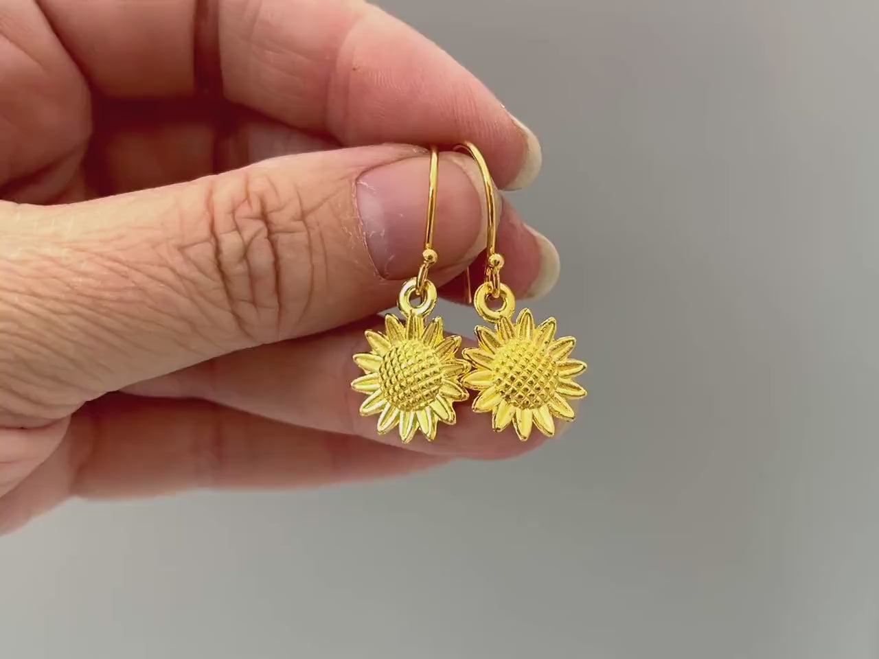 Rose Gold Sunflower Earrings dangle