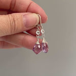 Pink Amethyst earrings dangle Sterling Silver, crystal