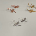 Dragonfly Earrings dangle Gold, Silver, Rose Gold