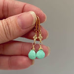 Turquoise Gemstone earrings dangle 14k Gold leverback dangly tear drop earrings handmade blue gemstone jewelry December Birthstone wife gift