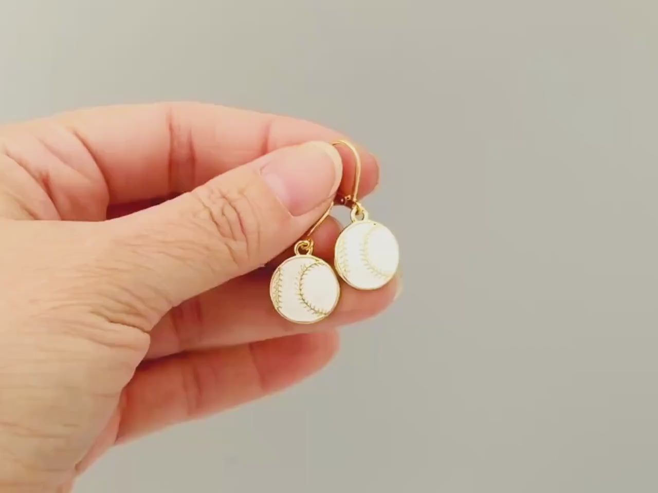Baseball Earrings Gold leverbacks Baseball Jewelry, Baseball Gift for team moms little league Sports Earrings for women sporty accessories