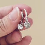 Dainty Crystal Heart Earrings Gold , silver, rose gold Huggie Hoops