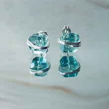 Load image into Gallery viewer, Modern  Aqua Quartz Stud Earrings