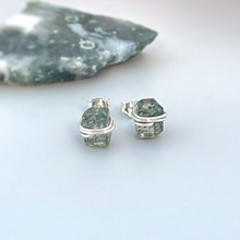 Load image into Gallery viewer, handmade moss agate stud earrings