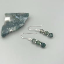 Load image into Gallery viewer, Dangly Moss Agate Earrings in Sterling Silver