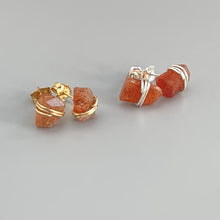 Load image into Gallery viewer, Oregon Sunstone Stud Earrings Silver,  14k Gold Fill, Sterling Silver and Rose Gold 
