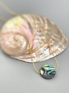 Abalone floating gemstone Solitaire Necklace