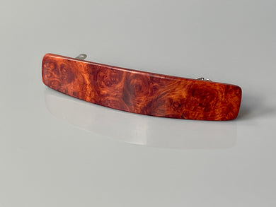 Medium Amboyna Burl Wood Hair Barrette, AAA Top Shelf Luxury red wood barrette, wooden barrette