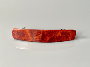 Medium Amboyna Burl Wood Hair Barrette, AAA Top Shelf Luxury red wood barrette, wooden barrette