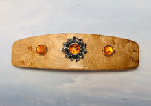 Load image into Gallery viewer, Birdseye Maple Genuine Baltic Amber barrette, Unique Amber Barrette