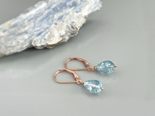 Load image into Gallery viewer, Sky Blue Topaz Leverback Earrings Rose Gold