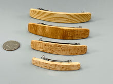 Load image into Gallery viewer, Medium Curly Maple Wooden Barrette, Fine Hair barrette