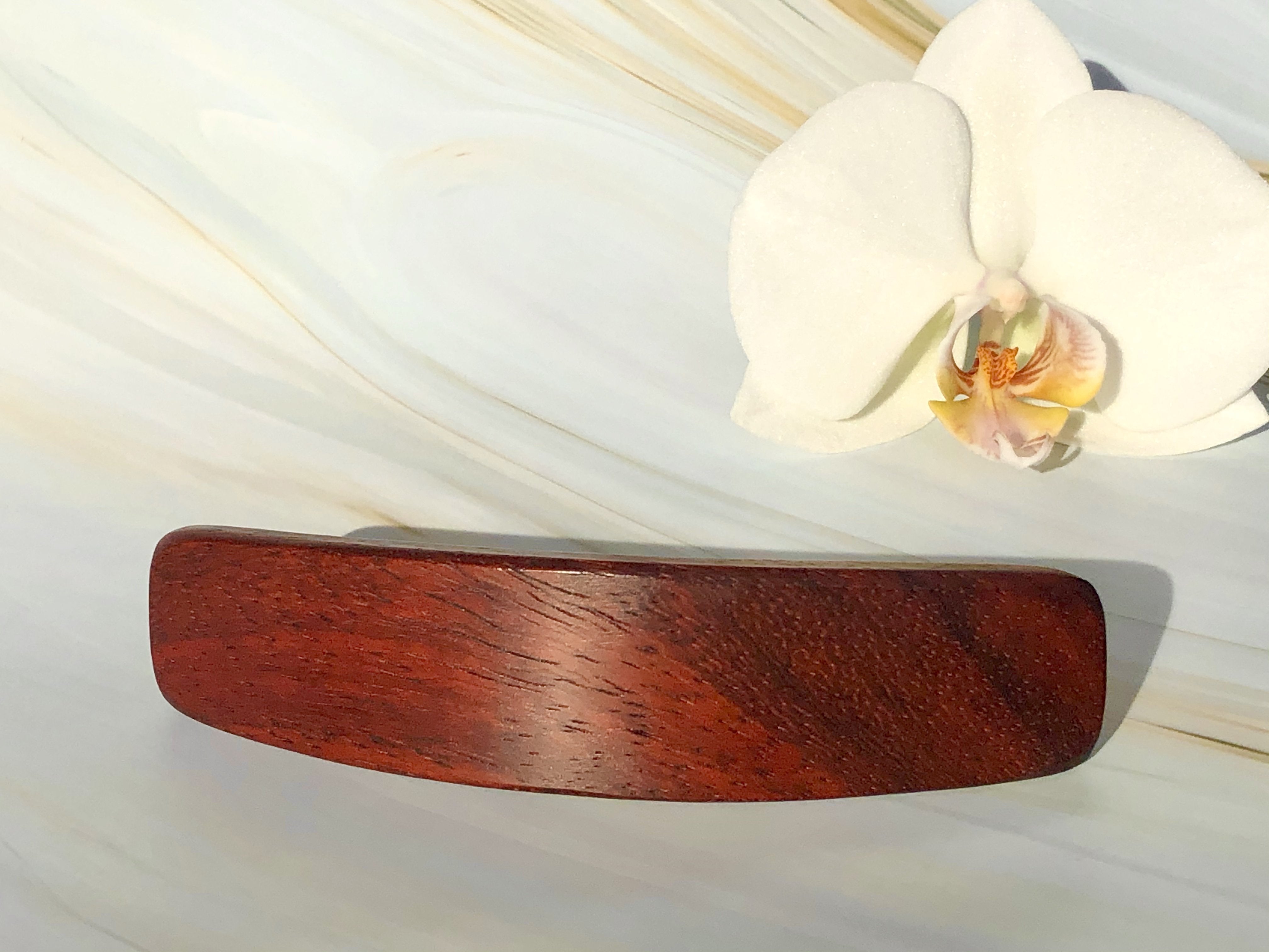 Medium Padauk wood barrette, thick hair barrette, thin hair clip, red wood barrette,