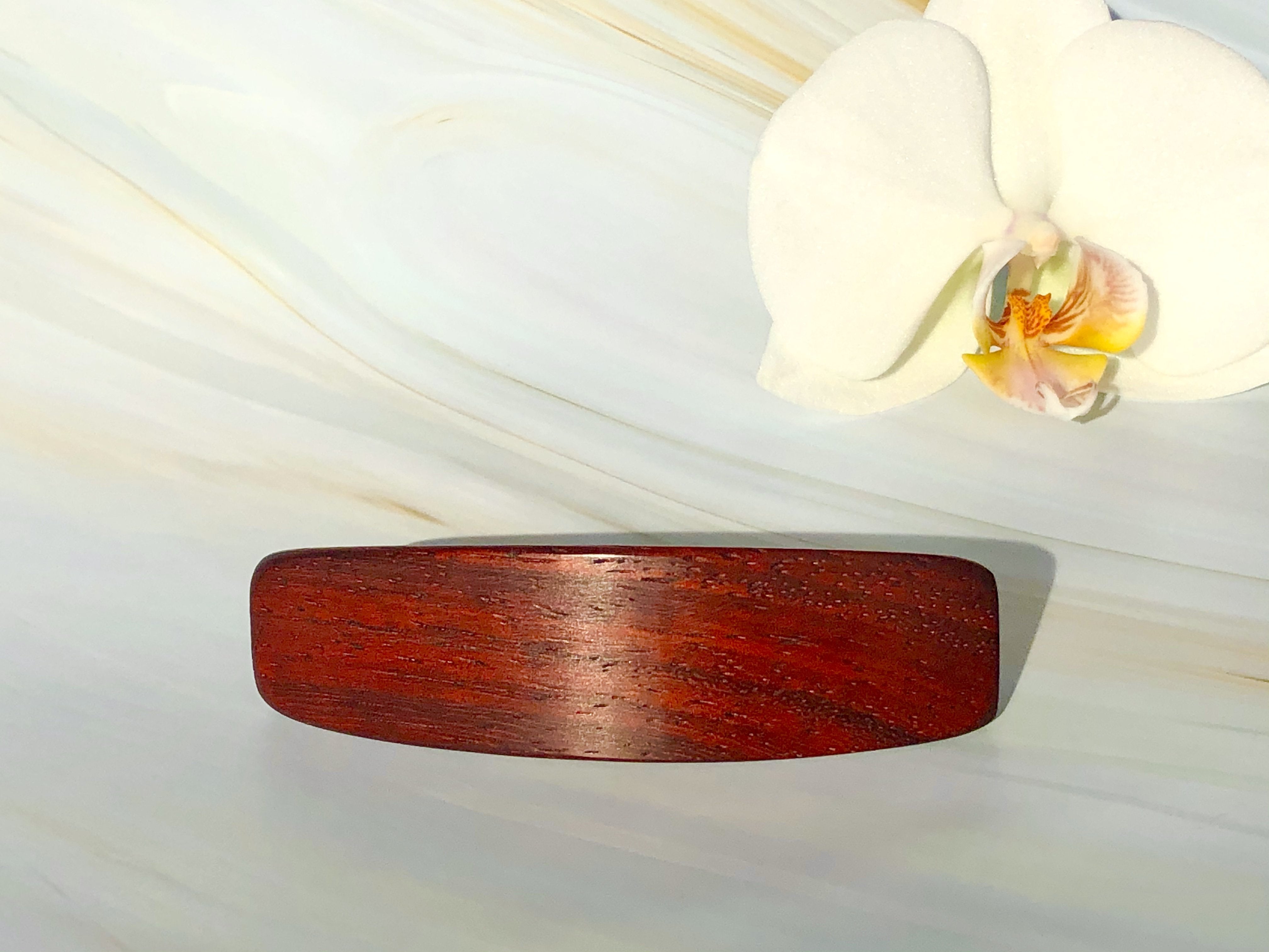 Medium Padauk wood barrette, thick hair barrette, thin hair clip, red wood barrette,