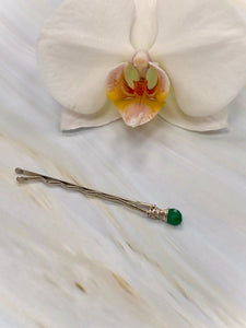 Genuine Emerald Gemstone Bobby Pin, Luxury bobby pins, Unique Bobby Pins, bridal bobby pins