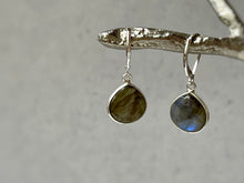 Load image into Gallery viewer, Smooth Labradorite and Sterling Silver Leverback earrings