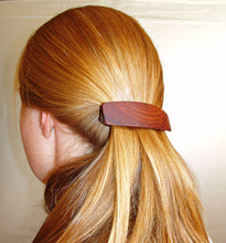 Load image into Gallery viewer, Large Cocobolo Rosewood wood barrette, wood hair clip, wooden barrette, red wood barrette