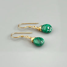 Load image into Gallery viewer, Malachite Drop Earrings