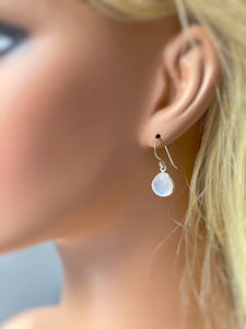 Facetted Moonstone Earrings Sterling Silver