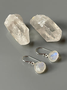 Facetted Moonstone Earrings Sterling Silver