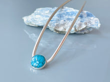 Load image into Gallery viewer, Sterling Silver Hair Pin Turquoise Sterling Silver Hair Fork unique gemstone hair pin Long Hair Accessory Long Hair Jewelry