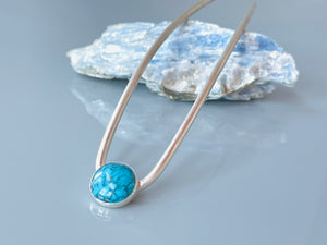 Sterling Silver Hair Pin Turquoise Sterling Silver Hair Fork unique gemstone hair pin Long Hair Accessory Long Hair Jewelry